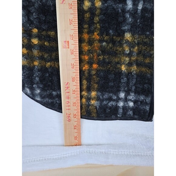 Ava Viv Plaid Jacket Cardigan 1X Women Black Yellow Orange Faux Leather Trim - Picture 6 of 8